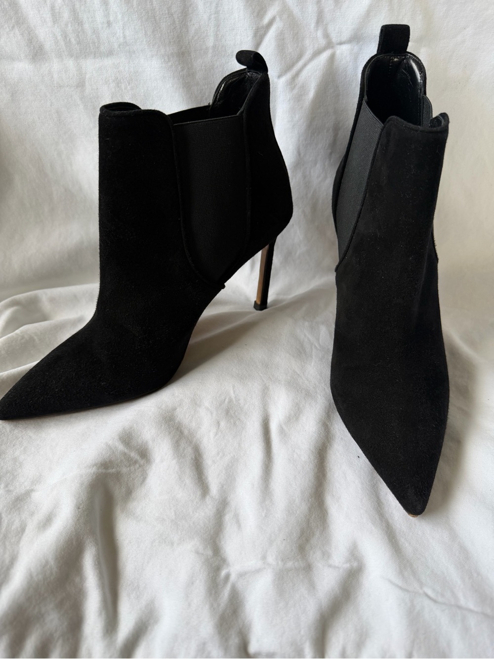 Manolo Blahnik Black Suede Pointed-Toe Stiletto Ankle Boots